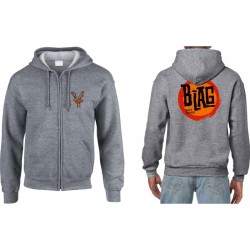 B-LAG Skateboards Full Zip Hooded Sweater Slingshot-Dot Logo Grey