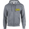 B-LAG Skateboards Full Zip Hooded Sweater Clay Logo Chest Grey