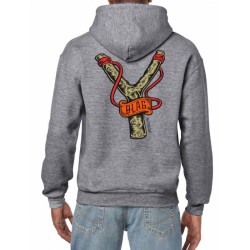 B-LAG Skateboards Full Zip Hooded Sweater Doodle-Slingshot Chest Grey