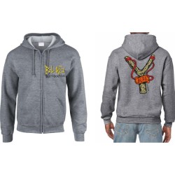 B-LAG Skateboards Full Zip Hooded Sweater Doodle-Slingshot Chest Grey