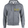 B-LAG Skateboards Full Zip Hooded Sweater Doodle-Slingshot Chest Grey