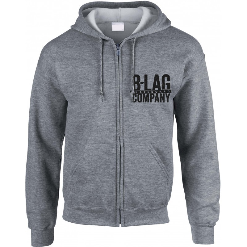 B-LAG Skateboards Full Zip Hooded Sweater Company Logo Grey